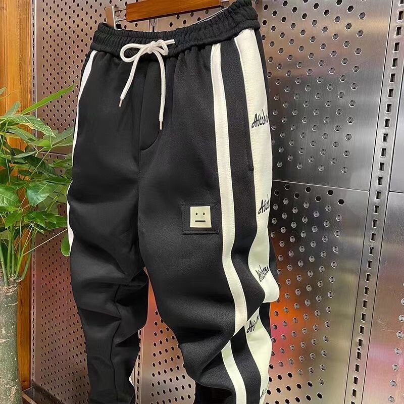 Căldură Toamnă Iarnă Jogging Sport Lână Coreeană Periată Thermal Joggers Baggy Fashion Pantaloni groși de pluș cu dungi elastice Harem