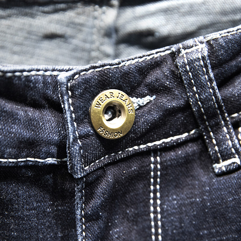 2024 Nové roztrhané džínsy Pánske slim-fit džínsové nohavice Bavlnené kórejské štýlové módne elastické všestranné modré čierne pánske oblečenie