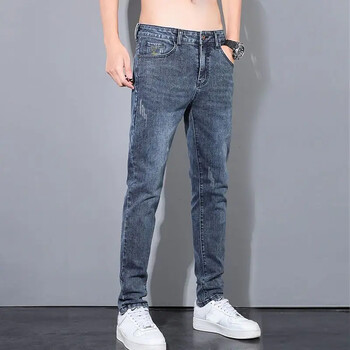 Нови 2023 Korean Street Harajuku Stretch Denim Jeans S Clothing Луксозни италиански бродерии BlueLuxury Clothing for Men Cool Pants