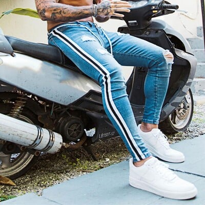 Džinsi Vīriešu elastīga jostasvieta Skinny Jean Vīriešu Džinsi Skinny Ādai draudzīgi kokvilnas maisījuma elastīgās džinsu bikses ikdienas valkāšanai Bikses 3XL