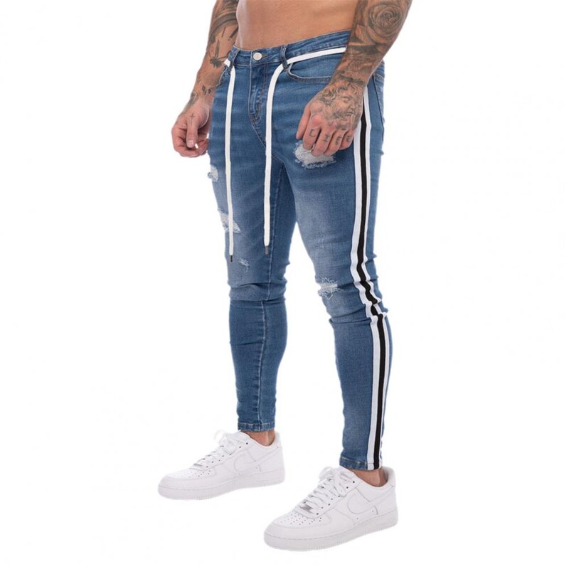 Pánske džínsy s elastickým pásom, úzke džínsy, pánske džínsy, úzke nohavice z bavlnenej zmesi, vhodné na každodenné nosenie, veľkosť 3XL