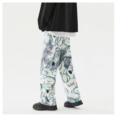 Lāča kaklasaites bikses vīriešu pavasara un vasaras dizaina nišas modes zīmols liela izmēra pusaudžu brīvas ikdienas bikses