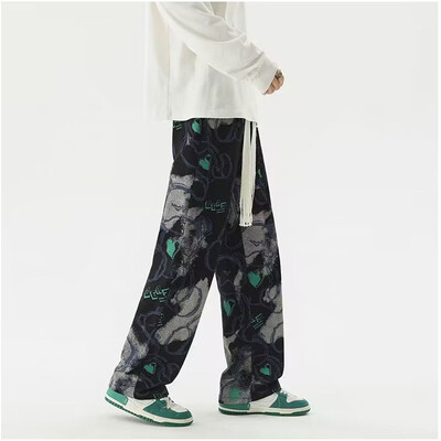 Lāča kaklasaites bikses vīriešu pavasara un vasaras dizaina nišas modes zīmols liela izmēra pusaudžu brīvas ikdienas bikses