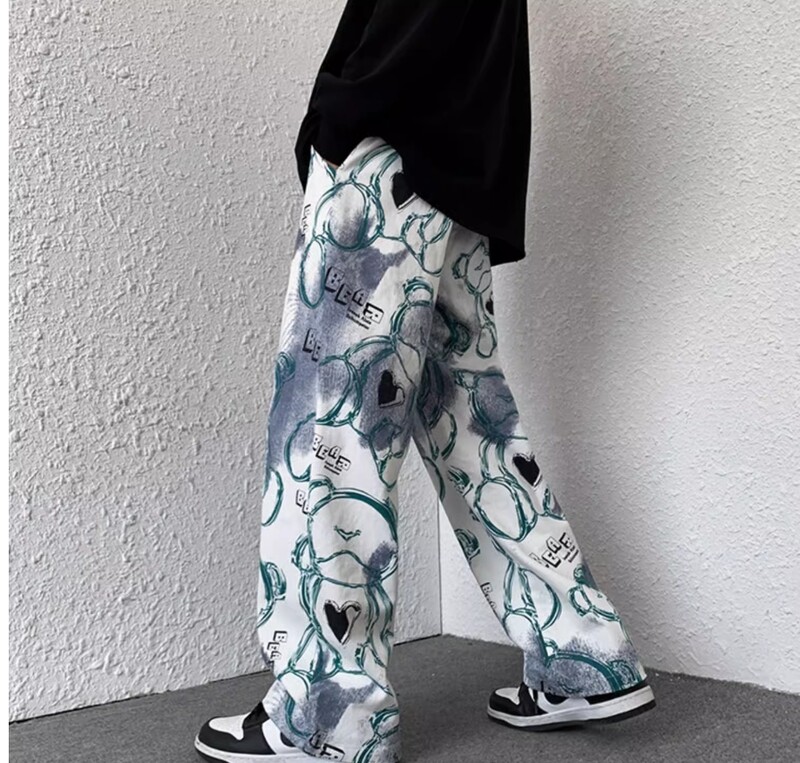 Lāča kaklasaites bikses vīriešu pavasara un vasaras dizaina nišas modes zīmols liela izmēra pusaudžu brīvas ikdienas bikses