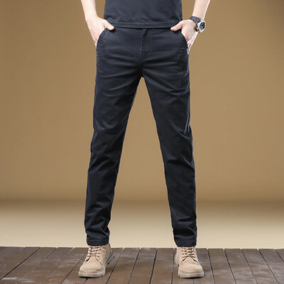 Brīvas Baggy Slim Fit Straight Pocket Business Biroja ikdienišķas bikses Vīriešu šūšana Kokvilnas bikses vīriešiem Lēti liela izmēra tendence