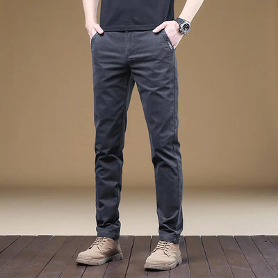 Brīvas Baggy Slim Fit Straight Pocket Business Biroja ikdienišķas bikses Vīriešu šūšana Kokvilnas bikses vīriešiem Lēti liela izmēra tendence