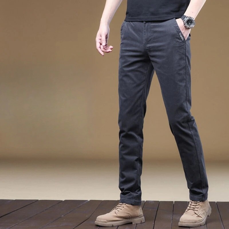 Brīvas Baggy Slim Fit Straight Pocket Business Biroja ikdienišķas bikses Vīriešu šūšana Kokvilnas bikses vīriešiem Lēti liela izmēra tendence