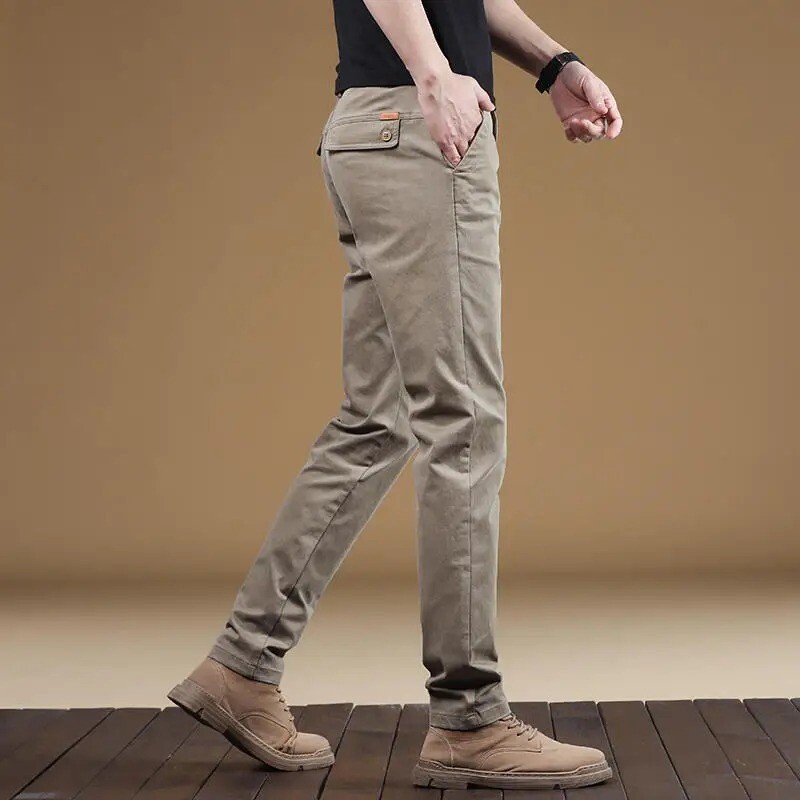 Brīvas Baggy Slim Fit Straight Pocket Business Biroja ikdienišķas bikses Vīriešu šūšana Kokvilnas bikses vīriešiem Lēti liela izmēra tendence