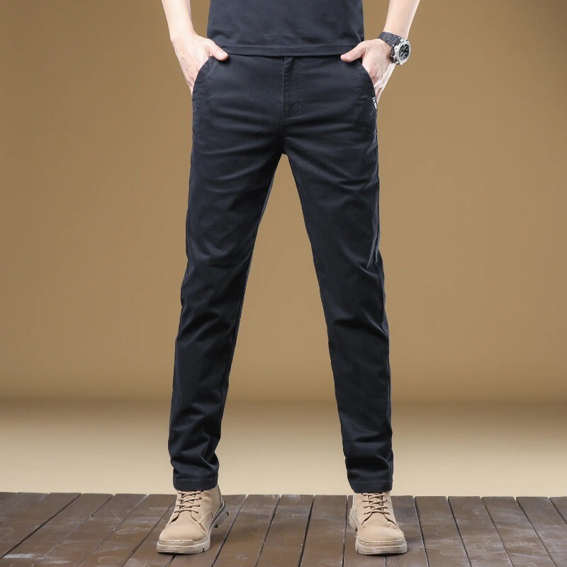 Brīvas Baggy Slim Fit Straight Pocket Business Biroja ikdienišķas bikses Vīriešu šūšana Kokvilnas bikses vīriešiem Lēti liela izmēra tendence