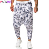 Ανδρικά Floral Print Harem Baggy Genie Boho Παντελόνι Βαμβακερό Λινό Γιόγκα Drop Crotch Joggers Φούτερ Hip Hop Streetwear Παντελόνι 5XL