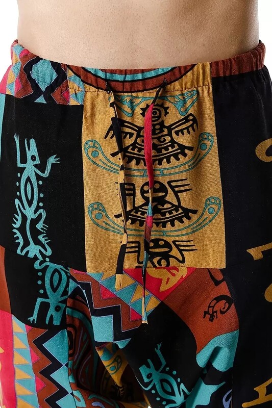 Pantaloni harem casual din bumbac pentru bărbați Pantaloni de jogging în stil boem Pantaloni largi de yoga vintage Sarouel Homme Hippy Hose HK02