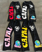 CAPRI Retro vyšívané písmenové grafické tepláky Pánske Y2k Hip Hop Baggy Elastický pás Ležérne nohavice Joggers Dámske Streetwear