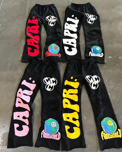 CAPRI Retro izvezene trenirke sa slovima Muške Y2K hip hop vrećaste hlače s elastičnim strukom Ležerne hlače Joggers Ženska ulična odjeća