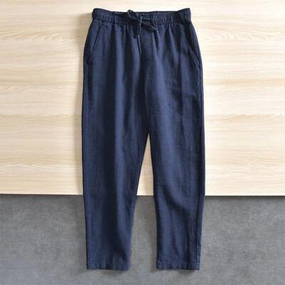 Vīriešu ikdienas bikses Baggy Streetwear Vīriešu skrējēji Kokvilnas lina sporta bikses garas taisnas bikses vīriešiem