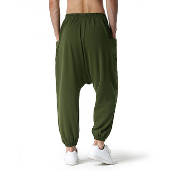 Army Green Baggy Genie Boho Yoga Harem Pants Cotton Low Drop Crotch Joggers Sweatpants Mens Casual Hippi Streetwear Панталони