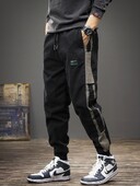 Φθινοπωρινό Μόδα Αθλητικό Παντελόνι Πλάιν Ανδρικό Μαύρο φαρδύ casual βαμβακερό ελαστικό στη μέση Παντελόνι τζόκινγκ