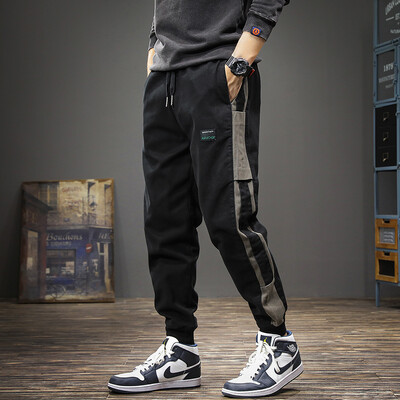 Φθινοπωρινό Μόδα Αθλητικό Παντελόνι Πλάιν Ανδρικό Μαύρο φαρδύ casual βαμβακερό ελαστικό στη μέση Παντελόνι τζόκινγκ