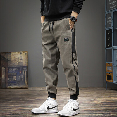 Φθινοπωρινό Μόδα Αθλητικό Παντελόνι Πλάιν Ανδρικό Μαύρο φαρδύ casual βαμβακερό ελαστικό στη μέση Παντελόνι τζόκινγκ