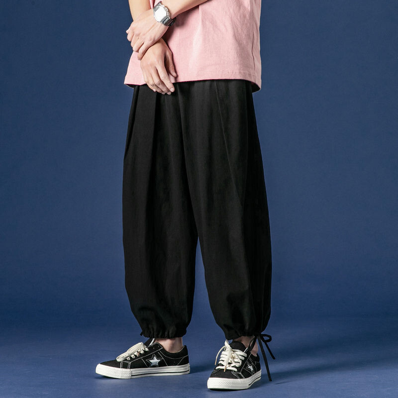 Φαρδύ παντελόνι Ανδρικό Streetwear Φαρδύ φαρδύ παντελόνι M-8XL Plus μέγεθος Παντελόνι μέχρι τον αστράγαλο Παντελόνι βαμβακερό λινό παντελόνι Μαύρο λευκό χακί