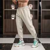 Pantaloni casual de sport pentru bărbați, din bumbac, cu fermoar, pantaloni largi, sală, fitness, antrenament, alergare, pantaloni de sport pentru bărbați, pantaloni de sport de înaltă calitate.