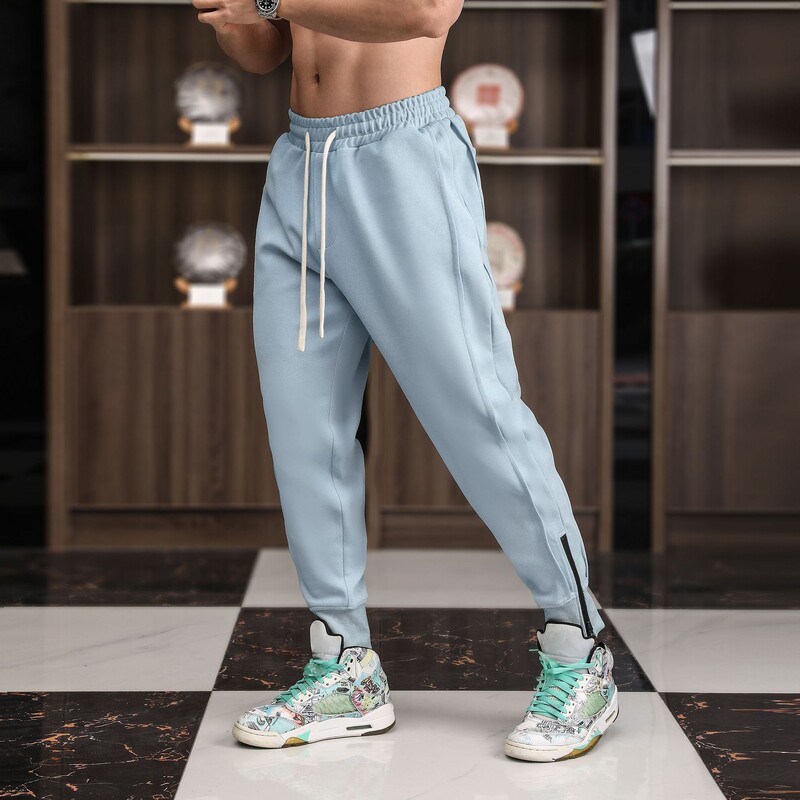Pantaloni casual de sport pentru bărbați, din bumbac, cu fermoar, pantaloni largi, sală, fitness, antrenament, alergare, pantaloni de sport pentru bărbați, pantaloni de sport de înaltă calitate.