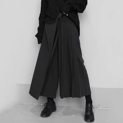 Y2k hlače za muškarce Techwear crne boje Gothic Punk Japanska moda Harajuku YY Design široke muške hlače široke nogavice