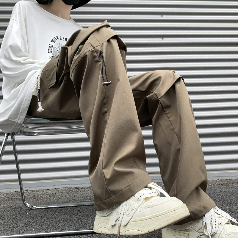 Techwear muške kargo hlače Y2k crne Harajuku High Street Rushing hlače Tanke ravne široke hlače za muškarce Streetwear Punk