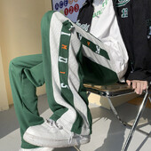 Pantaloni de trening pentru bărbați Hip-hop Pantaloni gotici drepți Pantaloni de trening pentru bărbați Vară în stil coreean Elastic Atletic Baggy Aplatizat Casual Vintage