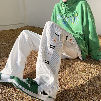 Pantaloni de trening pentru bărbați Hip-hop Pantaloni gotici drepți Pantaloni de trening pentru bărbați Vară în stil coreean Elastic Atletic Baggy Aplatizat Casual Vintage