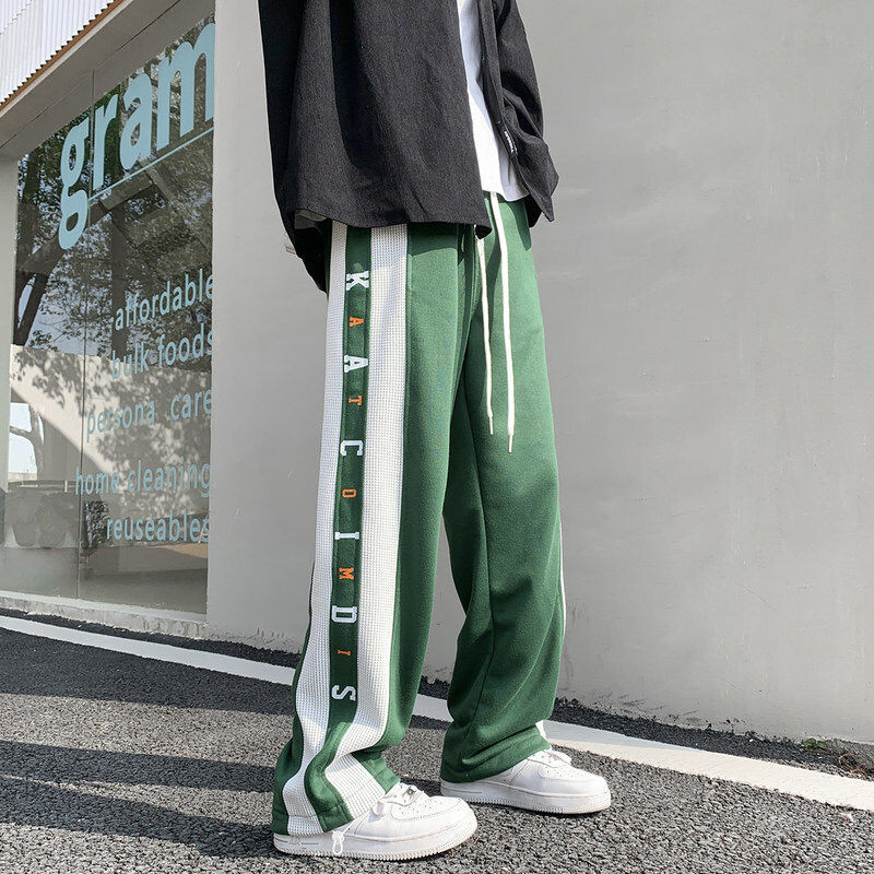 Pantaloni de trening pentru bărbați Hip-hop Pantaloni gotici drepți Pantaloni de trening pentru bărbați Vară în stil coreean Elastic Atletic Baggy Aplatizat Casual Vintage