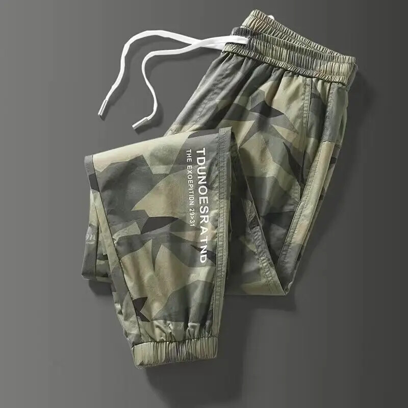 Ανδρικό παντελόνι Cargo Work Wear Camo Camouflage Ανδρικό παντελόνι Γκρι μαύρο φαρδύ Σχεδιαστή μακριά παντελόνια Street Oversize Αισθητική Νέα Σε