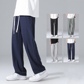 Suvised õhukesed kiiresti kuivavad meeste jääsiidist lahtised vabaaja püksid sirged, lihtsad kottis püksid meeste must roheline hall merevärvi S-4XL