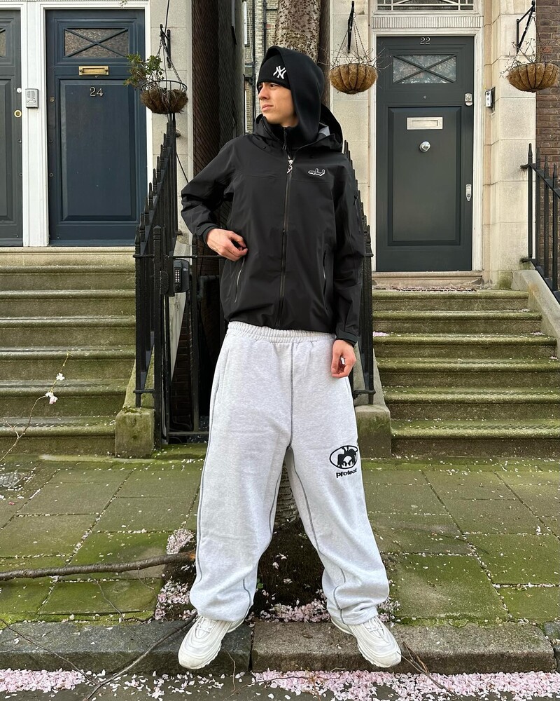 Îmbrăcăminte de stradă Bărbați Femei Pantaloni lungi PROTECT Harajuku Pantaloni de sport brodat cu litere grafice Y2K Pantaloni drepti largi, casual, gotici