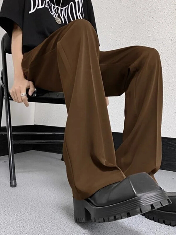 Paplašinātas vīriešu vasaras bikses, zvana mute, maisa vīriešu uzvalka bikses, melnas formālas bikses, modes retro stila pretgrumbu kleita 2024. g.