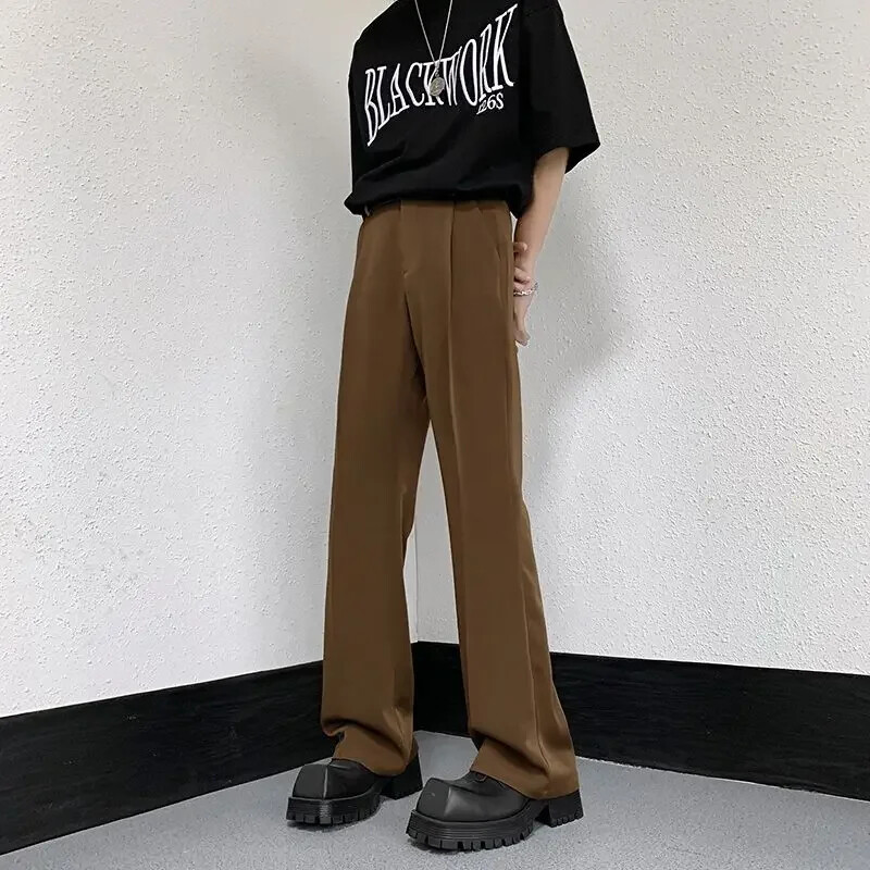 Paplašinātas vīriešu vasaras bikses, zvana mute, maisa vīriešu uzvalka bikses, melnas formālas bikses, modes retro stila pretgrumbu kleita 2024. g.