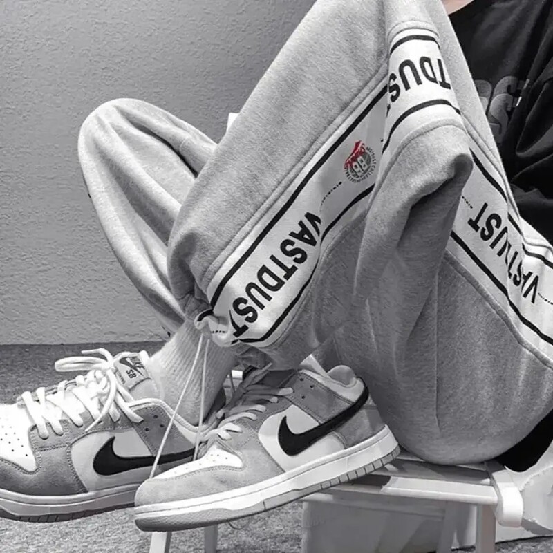 Pánske jarné jesenné nohavice v kórejskom štýle, trendy voľné všestranné nohavice s pásom po členky, letné cvičebné ležérne nohavice s motýlím vzorom