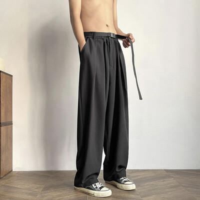 Μαύρο φαρδύ παντελόνι 2024 Ανδρικό παντελόνι φαρδύ παντελόνι μεγάλου μεγέθους Ανδρικό παντελόνι φαρδύ ανδρικό κοστούμι ανδρικό casual φαρδύ παντελόνι συν μέγεθος A112