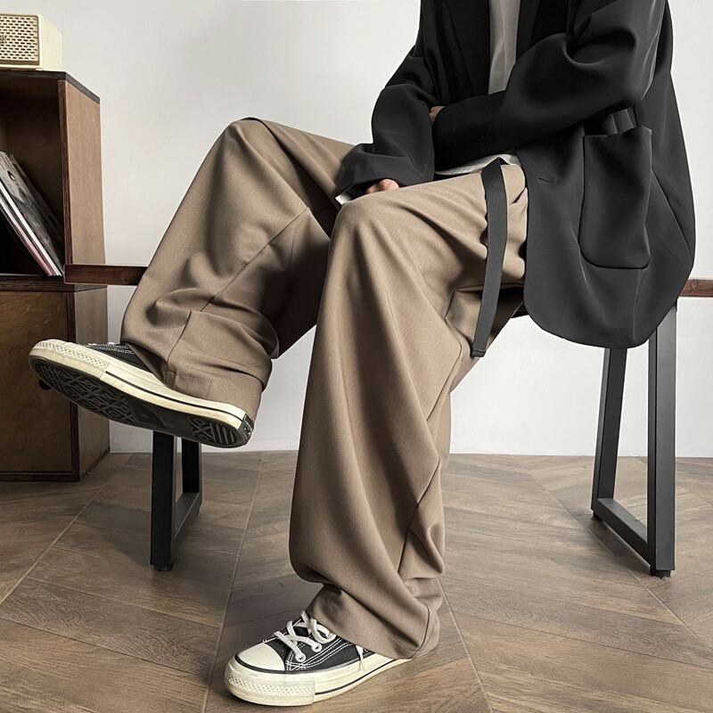 Μαύρο φαρδύ παντελόνι 2024 Ανδρικό παντελόνι φαρδύ παντελόνι μεγάλου μεγέθους Ανδρικό παντελόνι φαρδύ ανδρικό κοστούμι ανδρικό casual φαρδύ παντελόνι συν μέγεθος A112