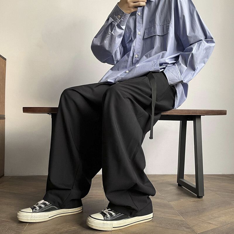 Μαύρο φαρδύ παντελόνι 2024 Ανδρικό παντελόνι φαρδύ παντελόνι μεγάλου μεγέθους Ανδρικό παντελόνι φαρδύ ανδρικό κοστούμι ανδρικό casual φαρδύ παντελόνι συν μέγεθος A112