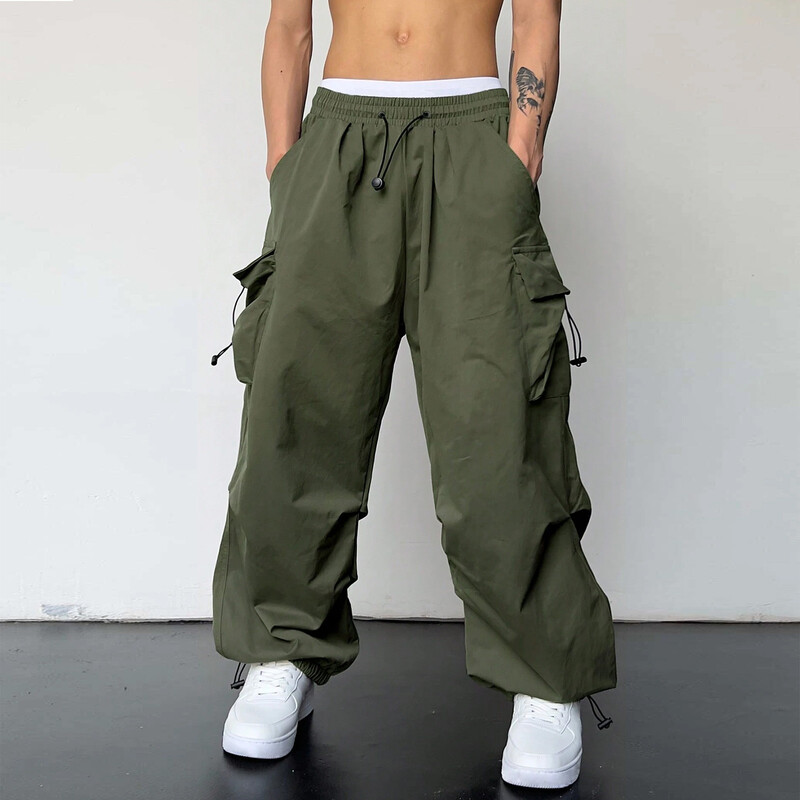 Harajuku prevelike Cargo padobranske hlače Muška ulična odjeća Vintage Y2K Hip Hop Joggers širokih nogavica Vrećaste ležerne trenirke Techwear