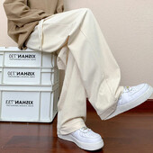 Pánske nohavice z pevného manšestru s vysokým pásom, ležérne, vrecovité, skladané, voľné, tepláky, jesenné, široké nohavice, americké zmyselné nohavice pre mužov