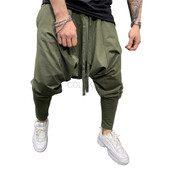 Pantaloni hip hop pentru bărbați Pantaloni harem de jogging ocazional cu crotch largi, largi, negru, verde, alb, îmbrăcăminte de stradă bărbați