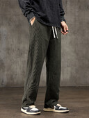 Jesen 2024., nove muške ravne široke ležerne hlače od samta, elastične vezice u struku, udobne mekane hlače, muške trendi marke