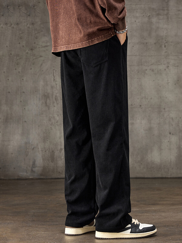 Jesen 2024., nove muške ravne široke ležerne hlače od samta, elastične vezice u struku, udobne mekane hlače, muške trendi marke
