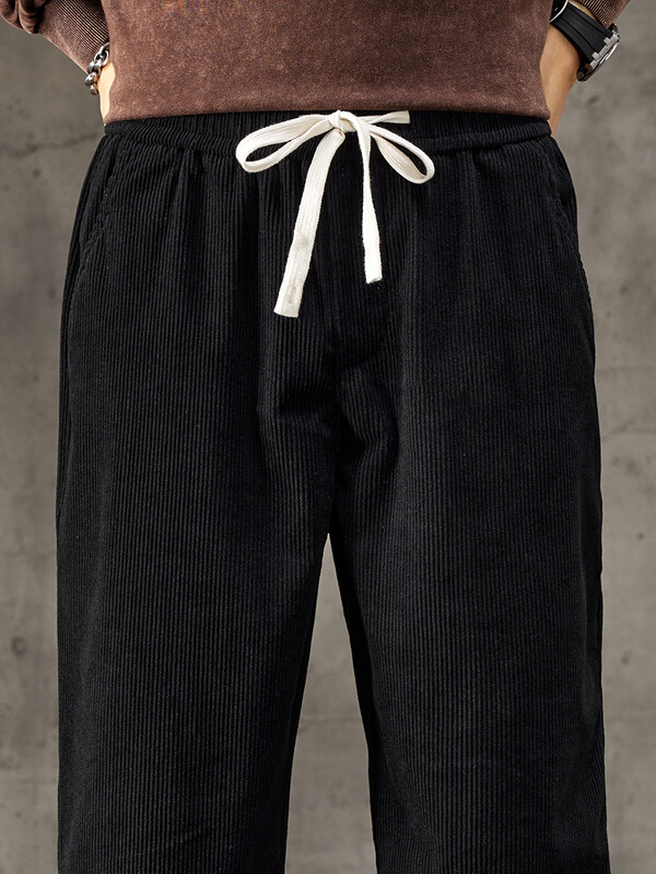 Jesen 2024., nove muške ravne široke ležerne hlače od samta, elastične vezice u struku, udobne mekane hlače, muške trendi marke