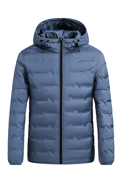 Vīriešu ar kapuci, kokvilnas polsterēta, polsterēta brīvā laika jaka moderna, jaunatnes īsā jaka Viegla, gluda trīsdimensiju piegriezums