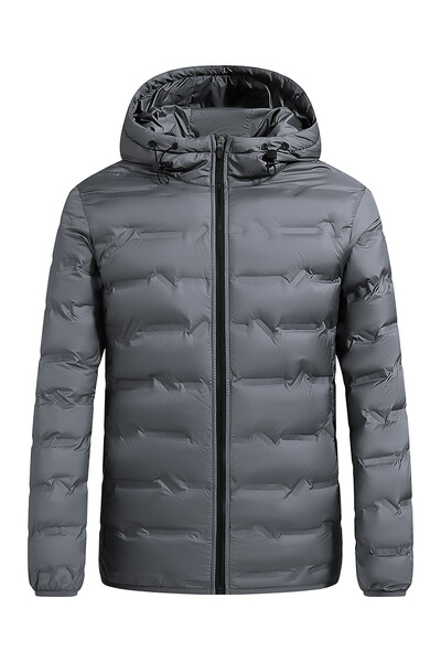 Vīriešu ar kapuci, kokvilnas polsterēta, polsterēta brīvā laika jaka moderna, jaunatnes īsā jaka Viegla, gluda trīsdimensiju piegriezums