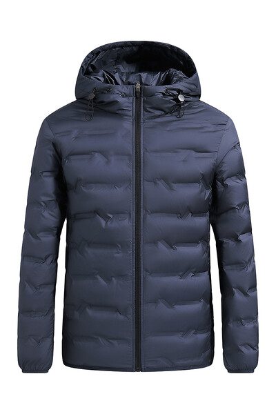 Vīriešu ar kapuci, kokvilnas polsterēta, polsterēta brīvā laika jaka moderna, jaunatnes īsā jaka Viegla, gluda trīsdimensiju piegriezums