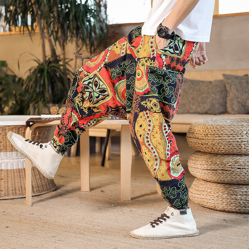Pantaloni largi de vară pentru bărbați, bărbați, femei, cu imprimeu hip-hop, cu picioare largi, pantaloni lungi, casual, pentru bărbați