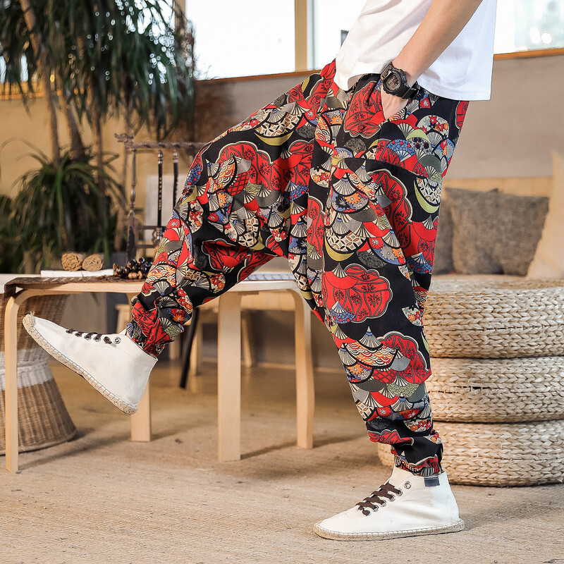 Pantaloni largi de vară pentru bărbați, bărbați, femei, cu imprimeu hip-hop, cu picioare largi, pantaloni lungi, casual, pentru bărbați